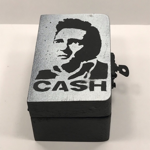 Johnny Cash inspired distressed graffiti Rocker Box Mini 4”x2.5” for love-… - Picture 2 of 8